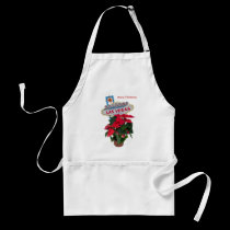 Las Vegas Merry Christmas  with Poinsettias Apron aprons