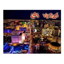 Las Vegas, Nevada at night - aerial view Post Cards