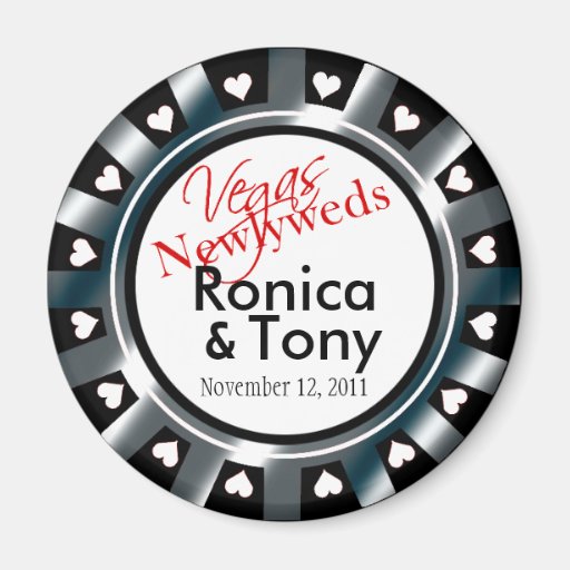 Wedding poker chip magnets