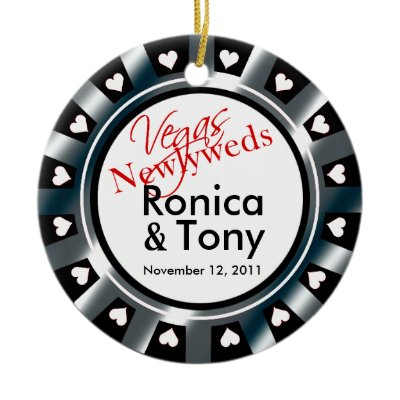 Las Vegas Newlyweds Casino Chip Photo Christmas Tree Ornament