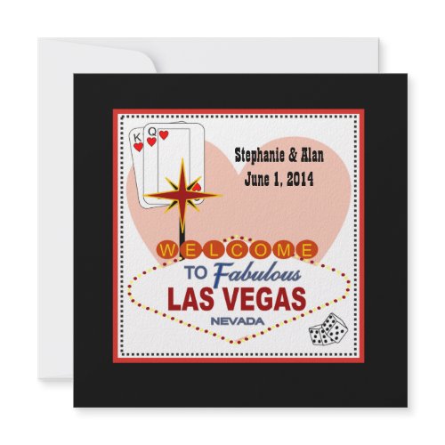 Las Vegas Pair of Hearts Wedding Invitation invitation