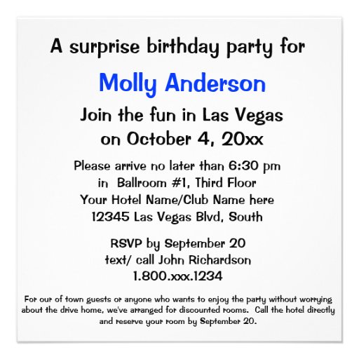 Las Vegas Party 30th Birthday Custom Announcements