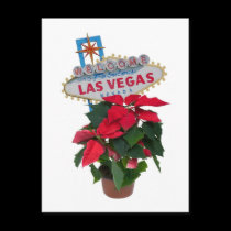 Las Vegas Poinsettias Merry Christmas Postcard by vegasdusoleil Las Vegas Poinsettias Merry Christmas Postcard