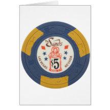Las Vegas Poker Chip Casino Gambling Obsolete Greeting Card