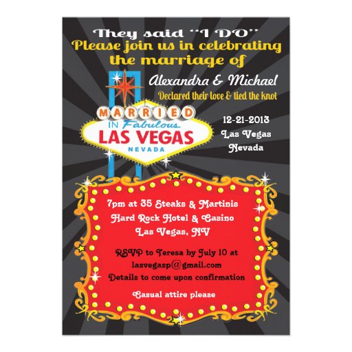 Las Vegas Post Wedding Reception Invitations