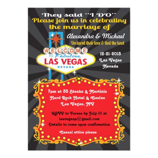 Las Vegas Post Wedding Reception Invitations (front side)