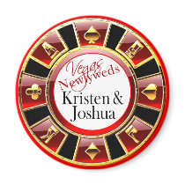 Las Vegas Red Black Gold Casino Chip Magnet Favor
