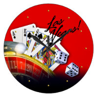 Las Vegas Roulette Wheel, Cards and Dice Wall Clocks