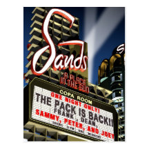 Las Vegas Sands Hotel Retro Neon Postcard