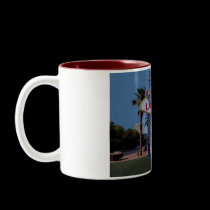 Las Vegas Santa a Reindeer on bike Mug mugs