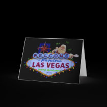 Las Vegas Santa behind Sign Christmas Card