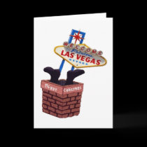 Las Vegas Santa down the Chimney Christmas Card