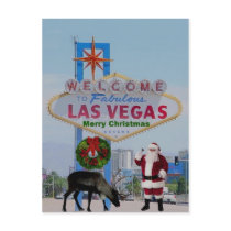 Las Vegas Santa & Rodolph Merry Christmas Postcard by vegasdusoleil Las Vegas Santa & Rodolph Merry Christmas Postcard