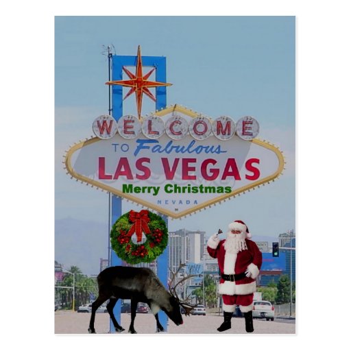 Las Vegas Santa & Rodolph Merry Christmas Postcard | Zazzle