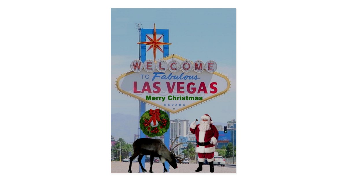 Las Vegas Santa & Rodolph Merry Christmas Postcard | Zazzle