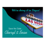 Las Vegas Save The Date (aqua) Post Cards