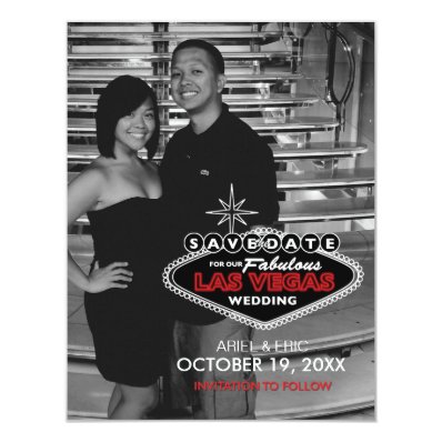 Las Vegas Save-the-Date Custom Postcard Personalized Invitations