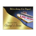 Las Vegas Save The Date (metallic gold) postcard