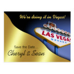 Las Vegas Save The Date (metallic gold) Postcards