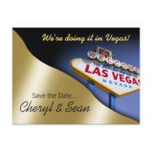 Las Vegas Save The Date (metallic light gold) postcard