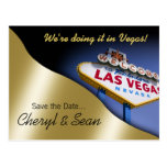 Las Vegas Save The Date (metallic light gold) Post Cards