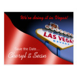 Las Vegas Save The Date (metallic red) Post Cards