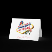 Las Vegas Save the Date Pink Rose Card