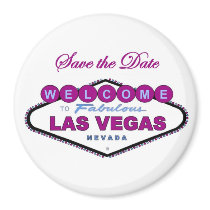 Las Vegas Save the Date Plum Color Magnet