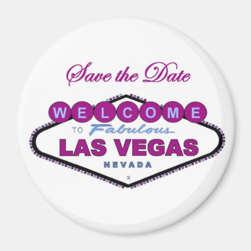 Las Vegas Save the Date Plum Color Magnet from Zazzle.
