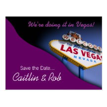 Las Vegas Save The Date (purple) Post Card