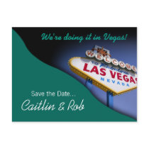 Las Vegas Save The Date (teal) postcards