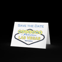 Las Vegas Save the Date Yellow and Blue Announceme cards