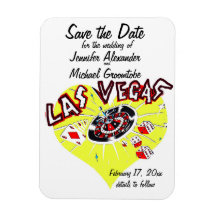 Las Vegas Save the Date Yellow Heart Magnets