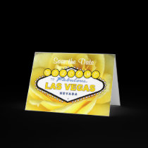 Las Vegas Save the Date Yellow Rose Card