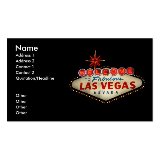 Las Vegas Sign Business Card (front side)