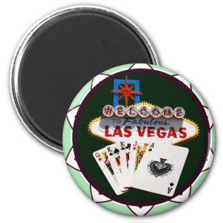 Las Vegas Sign & Cards Poker Chip magnet