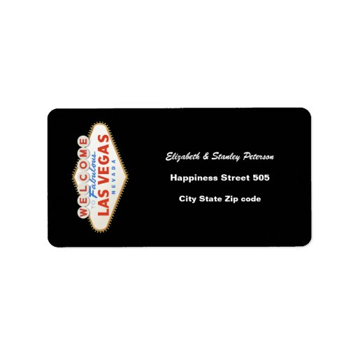 Las Vegas sign destination wedding address label Zazzle