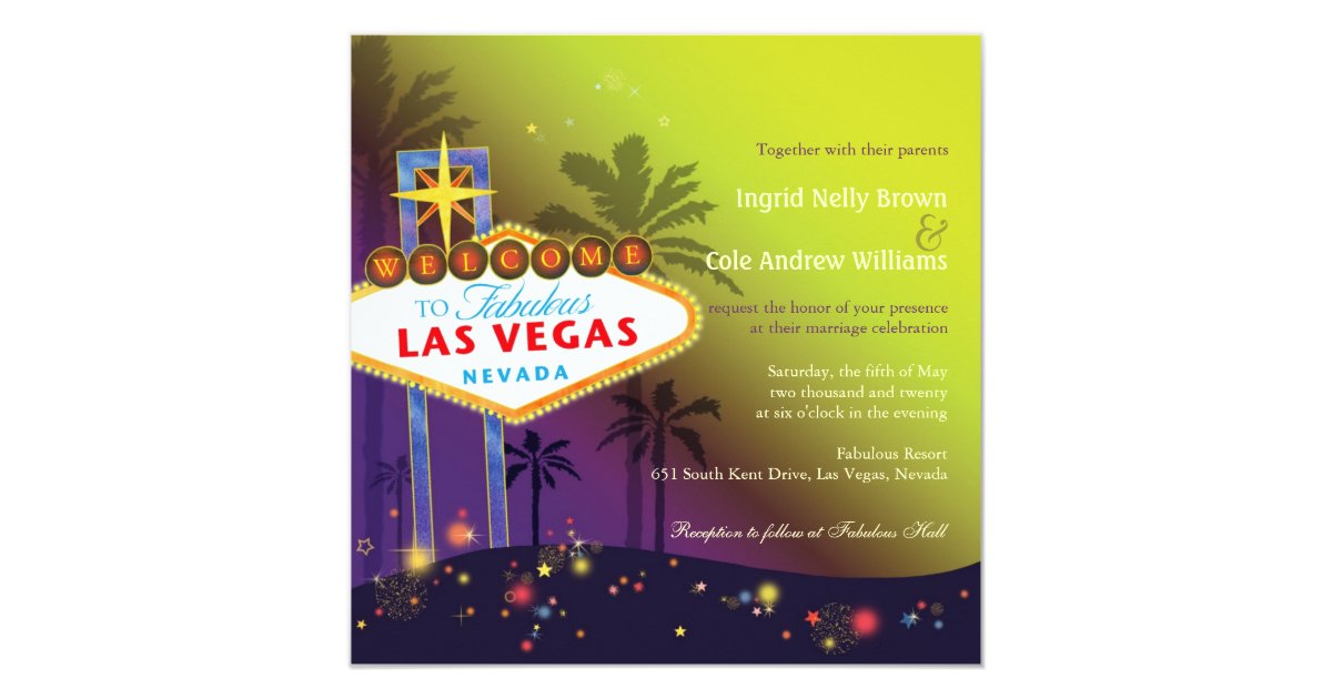 Las Vegas Sign Destination Wedding Card Zazzle