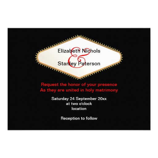 Las Vegas sign destination wedding invitation