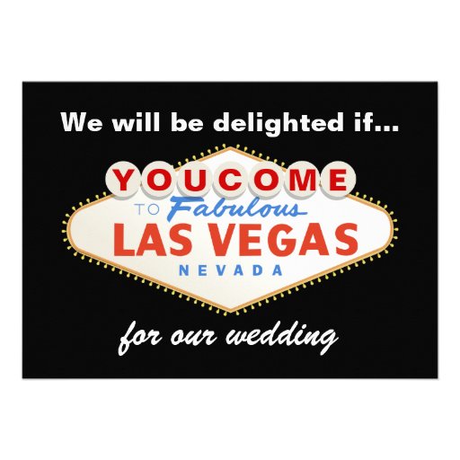 Las Vegas sign destination wedding invitation (front side)
