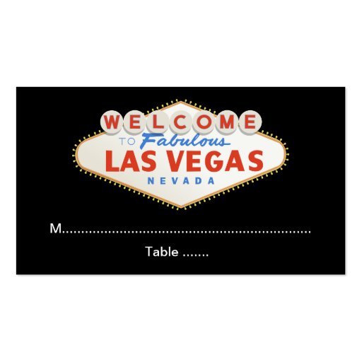 Las Vegas sign destination wedding place card Business Card Template (back side)