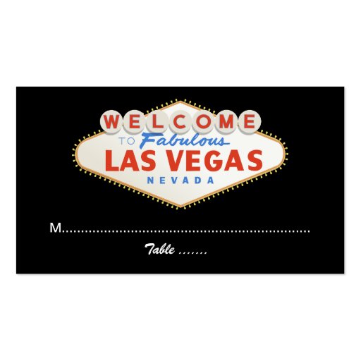 Las Vegas sign destination wedding place card Business Card Template