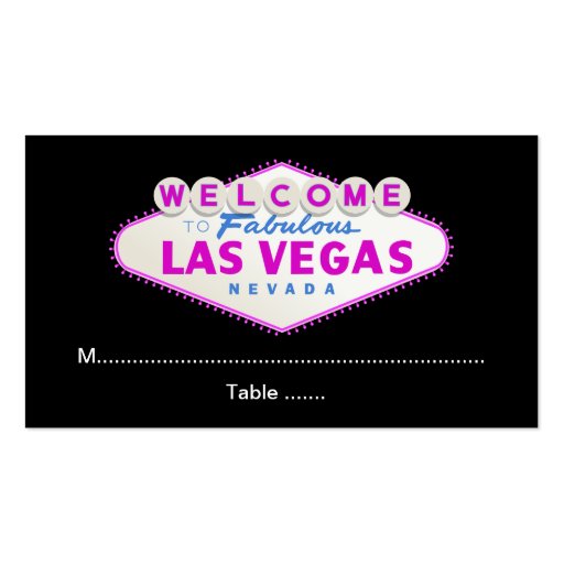 Las Vegas sign destination wedding place card Business Cards (back side)