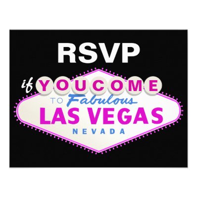Las Vegas sign destination wedding RSVP card Invites