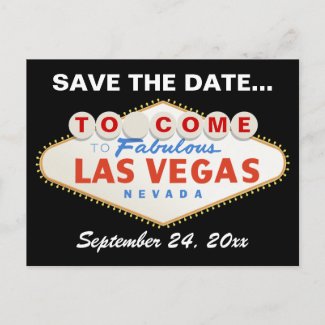 Las Vegas sign destination wedding Save the Date postcard