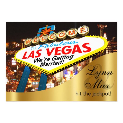 Las Vegas Sign Informal Fun Wedding Personalized Invite (front side)