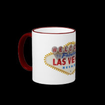Las Vegas Sign with Santa Cap Ringer Mug by vegasdusoleil Las Vegas Sign with Santa Cap Ringer Mug