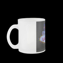 Las Vegas Sign with Xmas Lights Frosted Glass Mug by vegasdusoleil Las Vegas Sign with Xmas Lights Frosted Glass Mug