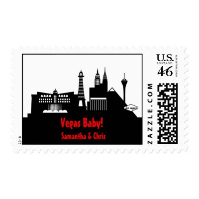 Las Vegas Skyline Sticker Postage Stamp