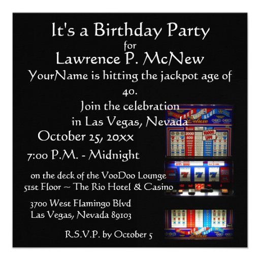 Las Vegas  Slot Machine Birthday Party Invitations